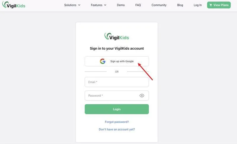 VigilKids login for parental monitoring