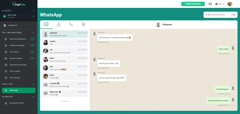 whatsapp monitoring demo