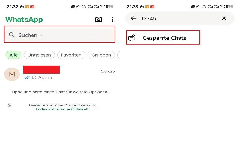 Gesperrte Chats bei WhatsApp finden