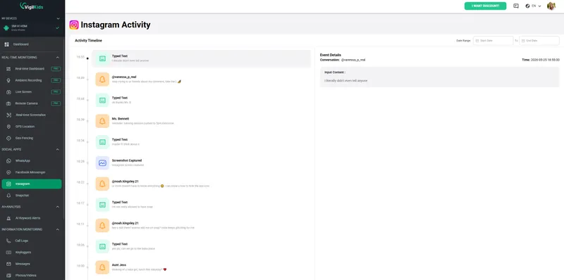 Three simple steps to start using VigilKids Instagram Tracker