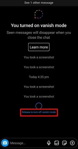 Instagram Vanish Mode