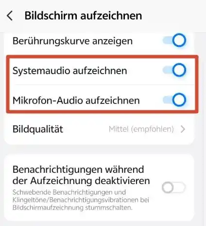 Android Bildschirm aufzeichnen mit Ton
