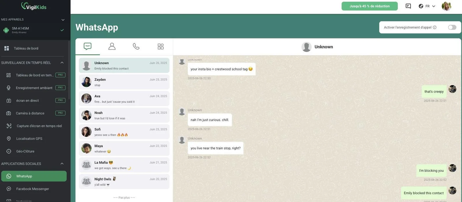 utiliser VigilKids pour la sécurité WhatsApp en famille
