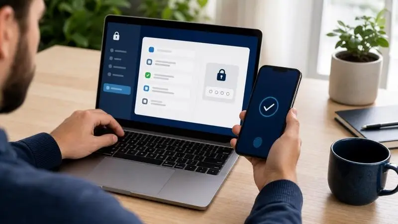 User approving multifactor authentication beside a password manager