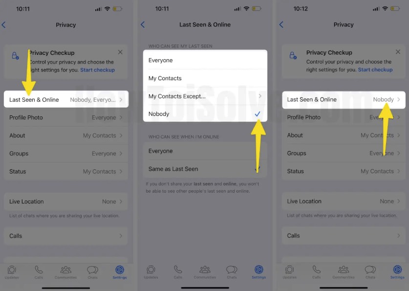 WhatsApp privacy settings that control Last Seen visibility