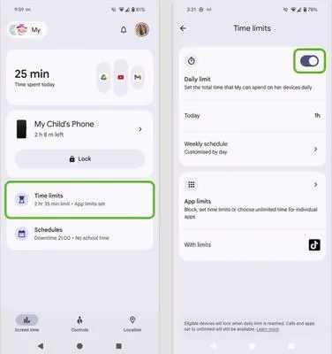 limit Family Link Screen time