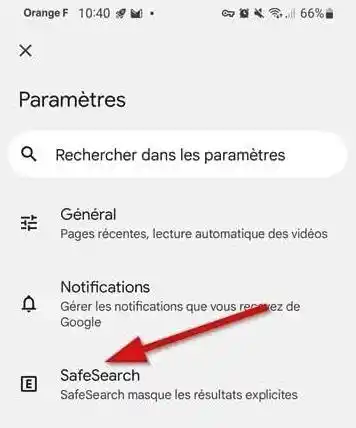 Safesearch android fr