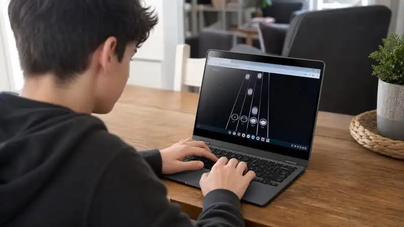 Browser, reviewed extension, and Android app options for playing a rhythm game on a personal Chromebook