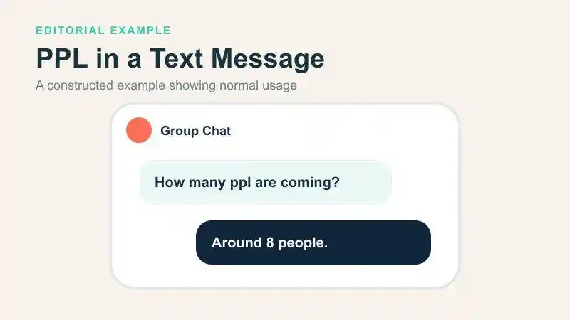 Editorial text-message example showing PPL used to mean people