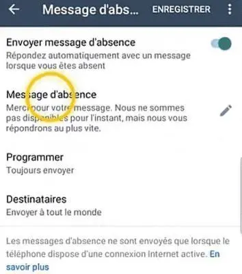 Wb out of office message fr