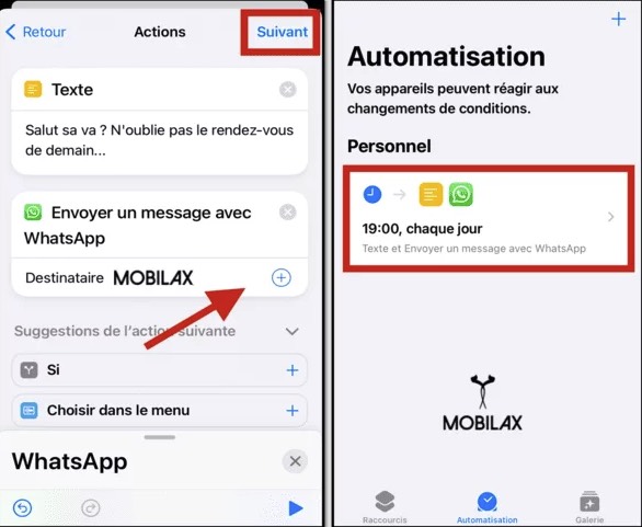 Automatisation Raccourcis pour WhatsApp sur iPhone