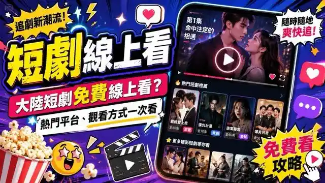 短劇線上看推薦|台灣正版、大陸短劇 App、免費平台一次看懂 cover image