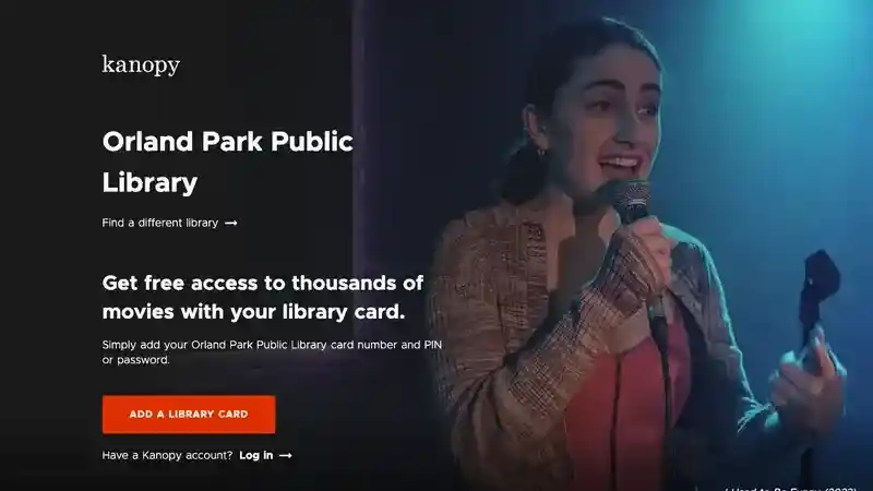 Official Kanopy interface for free library card movie access