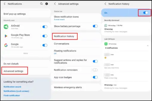 whatsapp notification history