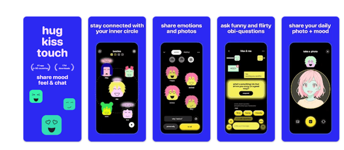Obimy app - virtual hugs and kisses for long distance couples