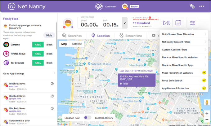Net Nanny real-time content filtering parental control app
