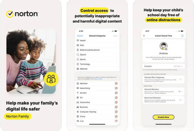 Norton Family parental dashboard