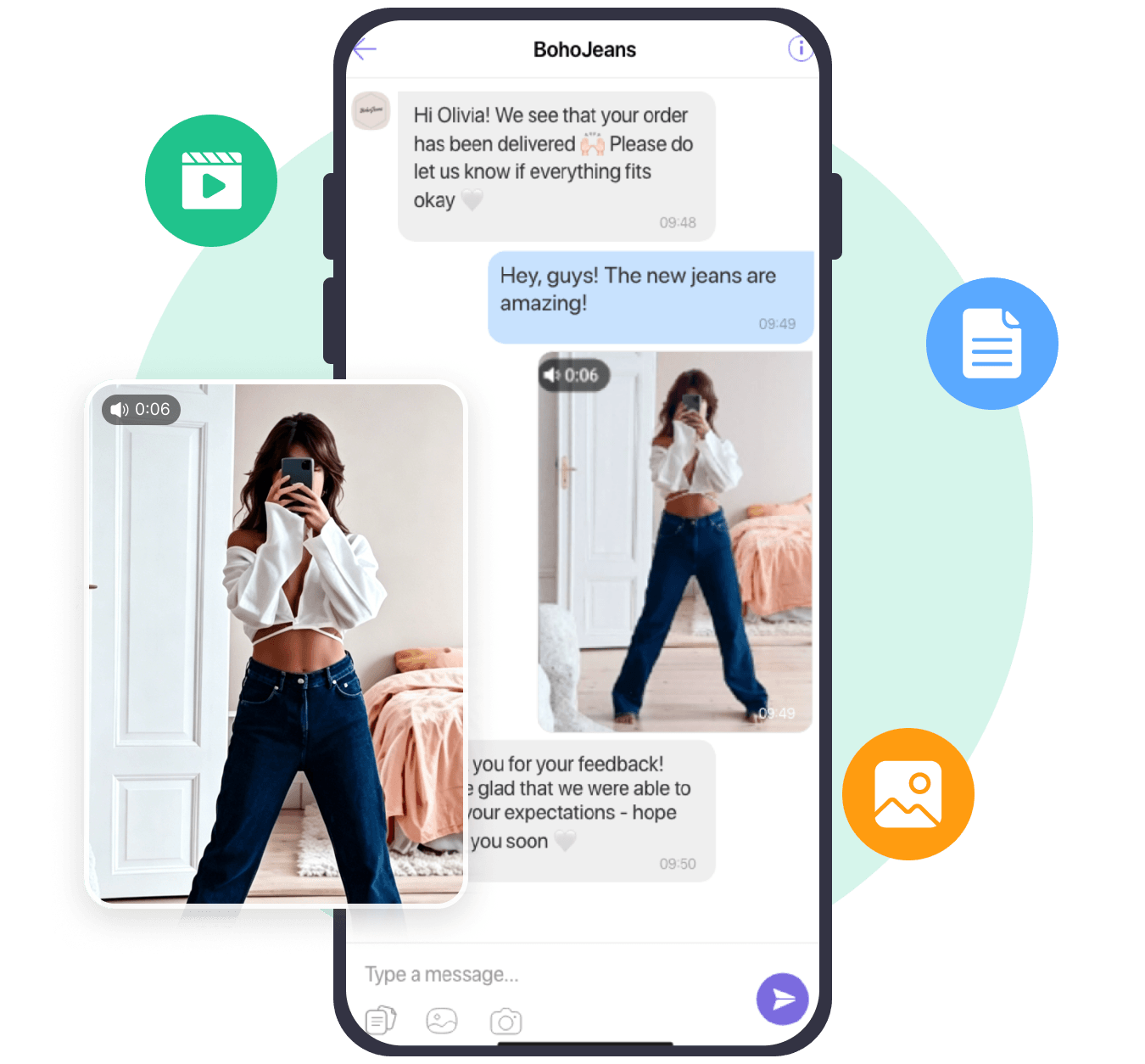 Conversation Viber avec photos partagées capturées à l’écran