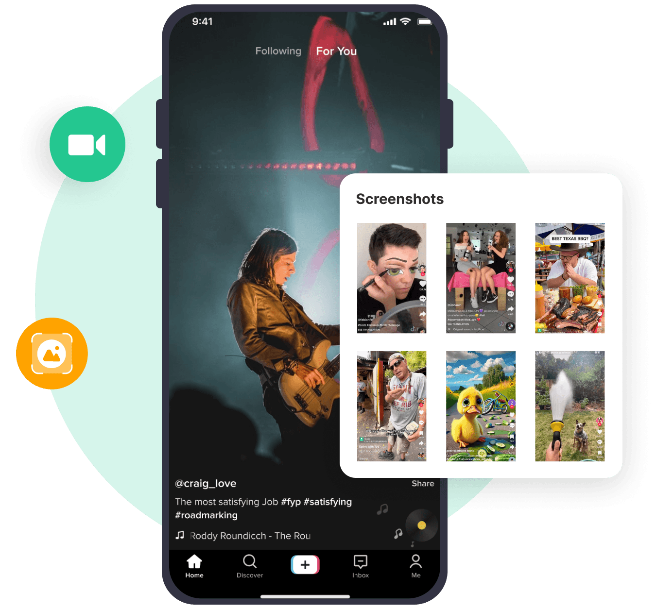 Vídeos do feed Para Você do TikTok capturados por capturas de tela automáticas