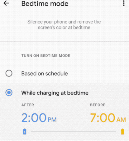 enable bedtime mode on android