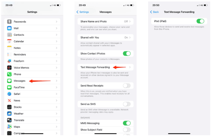 text message forwarding on iphone automatically