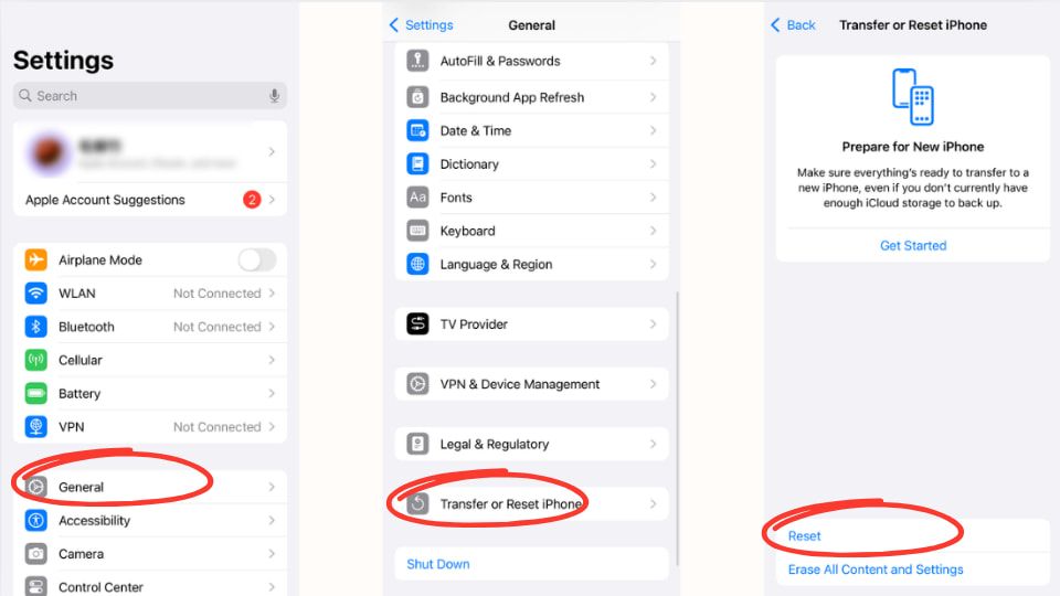 Reset Location and Privacy to fix Find My iPhone not working