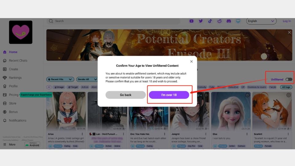 crushon ai age verification is easy to bypass