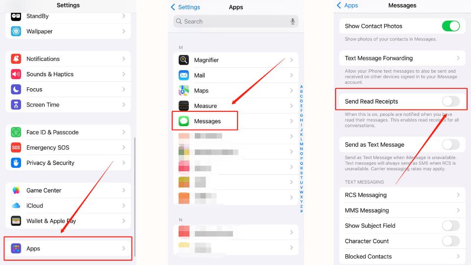 how to disable read receipts on iPhone