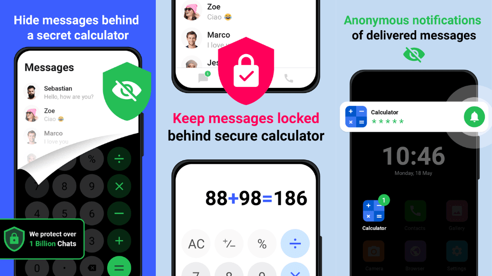 how to hide text messages on Android with app Messages Private SMS Vault