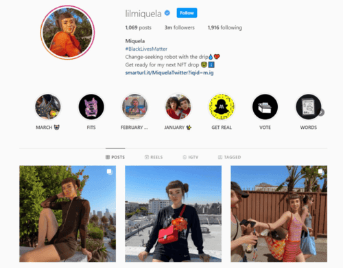 instagram personal account profile showing a standard user interface without business features