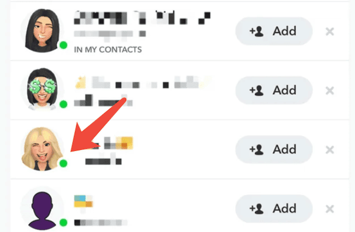 Snapchat green dot activity indicator