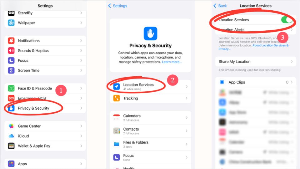 Turning on Location Services to fix Find My iPhone not working