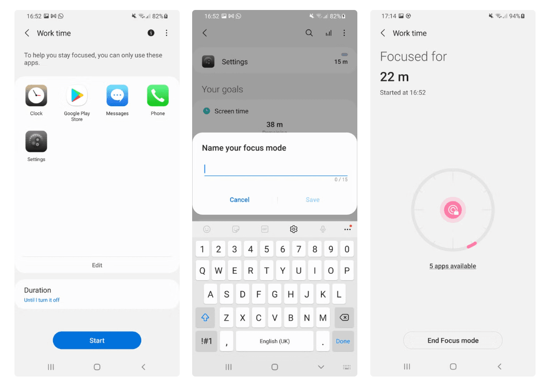 set up focus mode on android