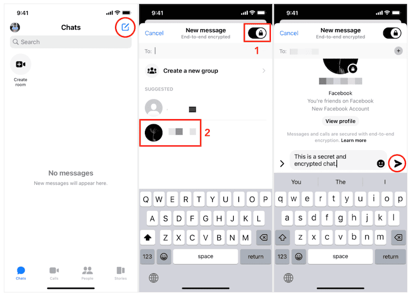 start a private chat messenger from new message