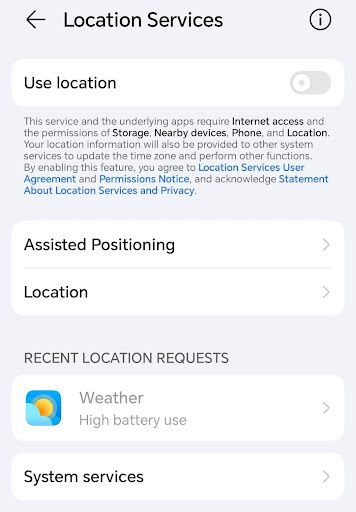 turn off location services on android