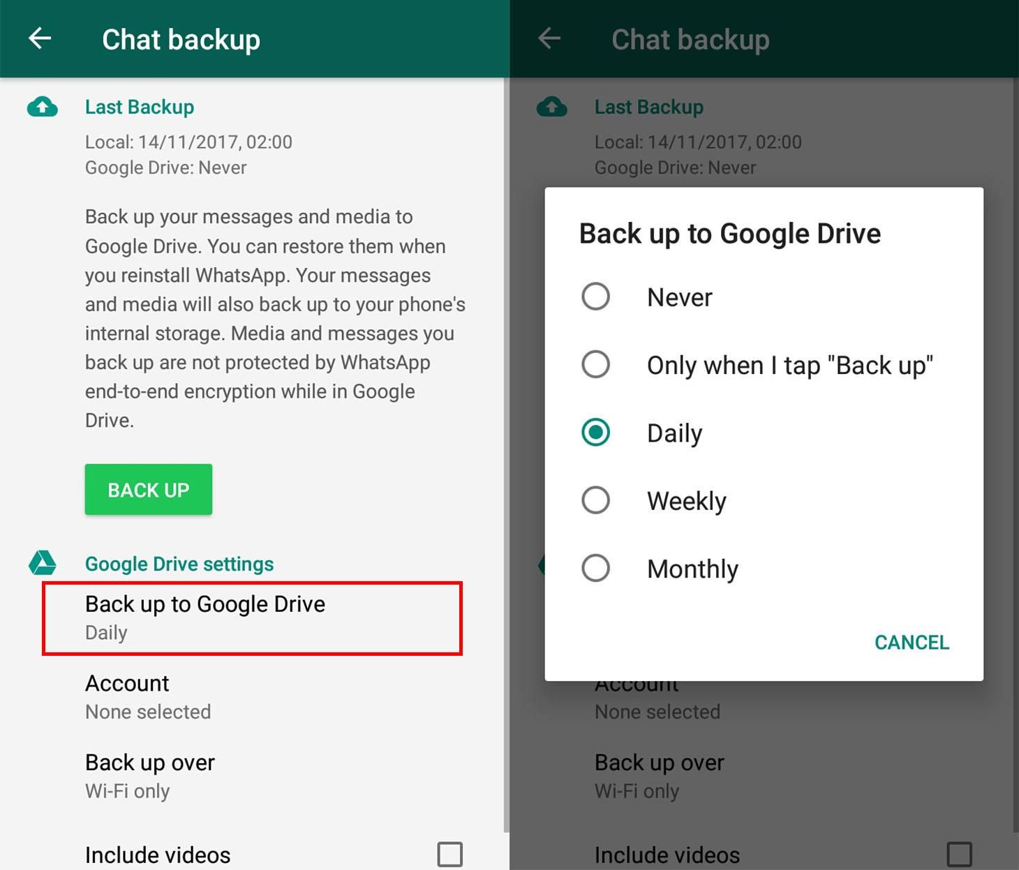 Whatsapp backup google drive ea4196ccb8
