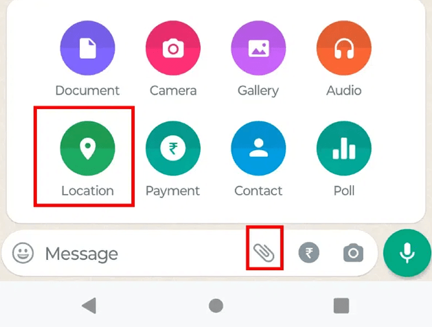 WhatsApp real-time location sharing in chat